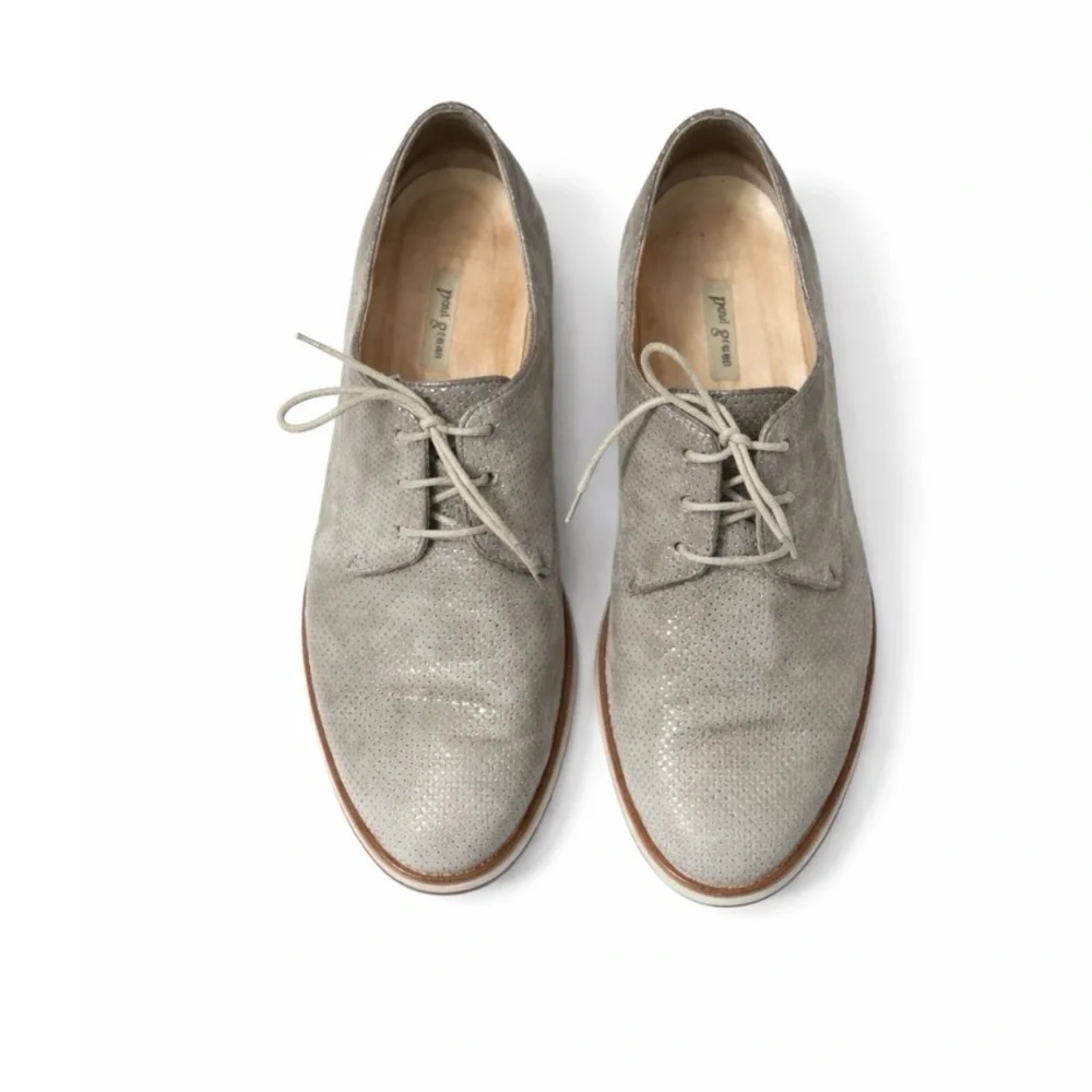 Paul green Men's Tan metallic leather/suede Dress Oxford derby shoes SZ 7
